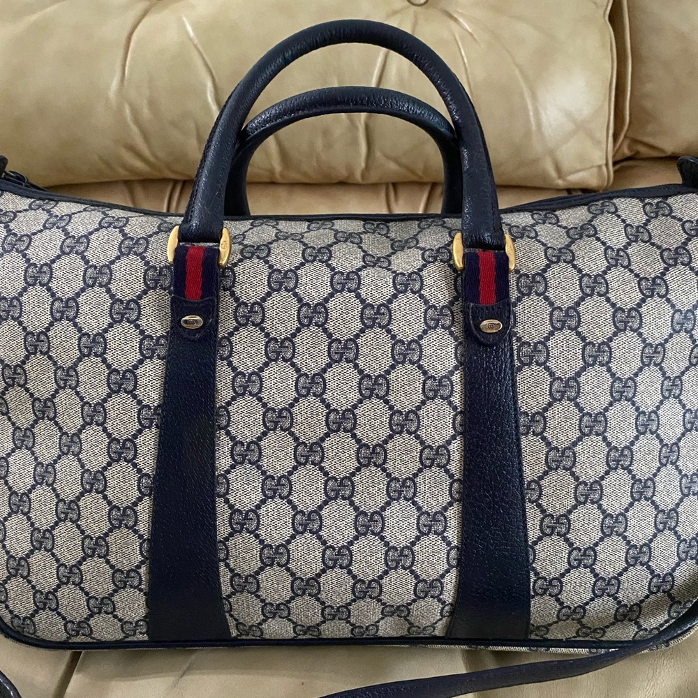 Gucci A-Frame GG Duffel Tote Web Stripe w/Modified Crossbody Strap Vintage - Picture 2 of 14